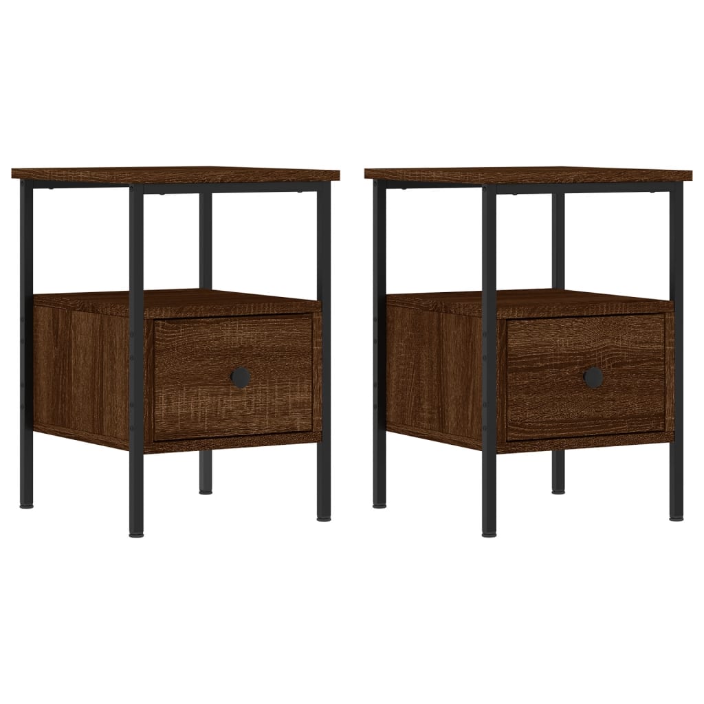 Tables de chevet 2 pcs chêne marron 34x36x50 cm bois ingénierie Tables de chevet vidaXL   