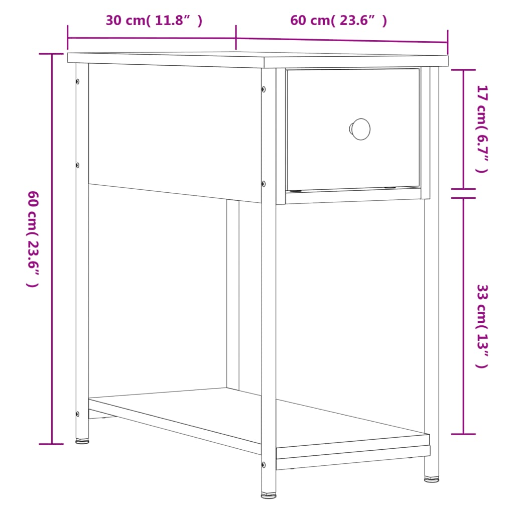 Table de chevet noir 30x60x60 cm Bois d’ingénierie Tables de chevet vidaXL   