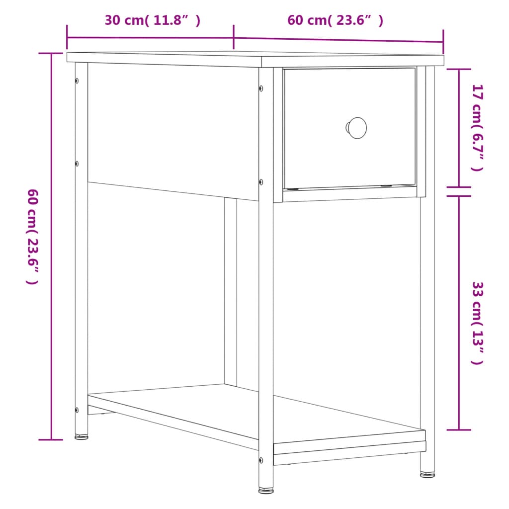 Table de chevet chêne marron 30x60x60 cm bois d'ingénierie Tables de chevet vidaXL   