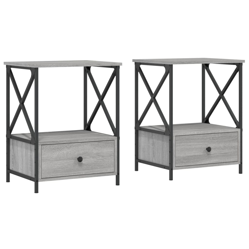 Tables de chevet 2 pcs sonoma gris 50x41x65 cm bois ingénierie Tables de chevet vidaXL   