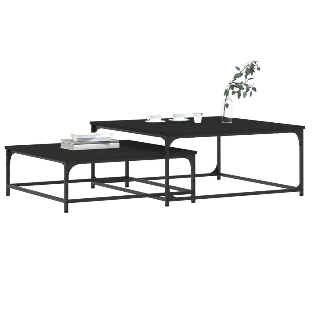 Tables basses gigognes 2 pcs noir bois d'ingénierie Tables basses vidaXL   