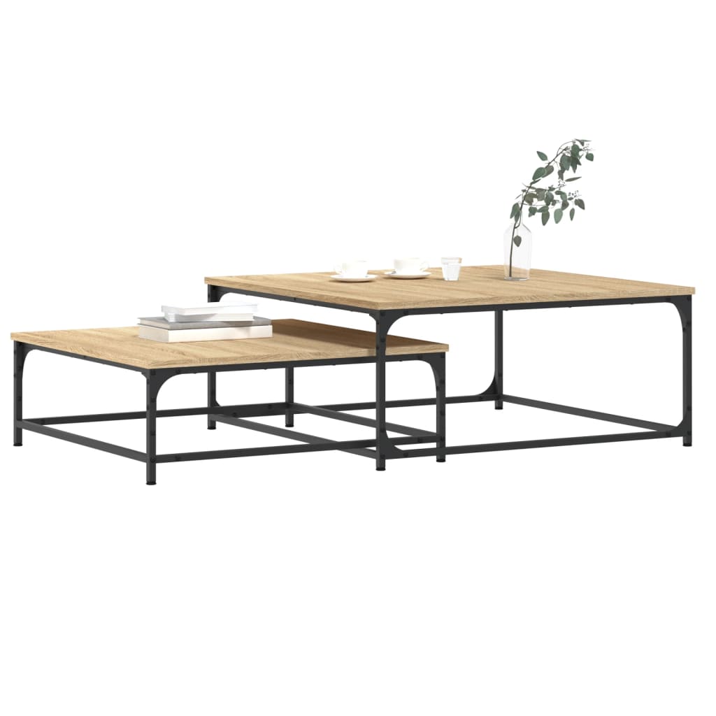 Tables basses gigognes 2 pcs chêne sonoma bois d'ingénierie Tables basses vidaXL   