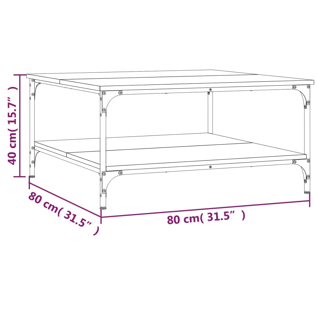 Table basse chêne sonoma 80x80x40 cm bois d'ingénierie Tables basses vidaXL   