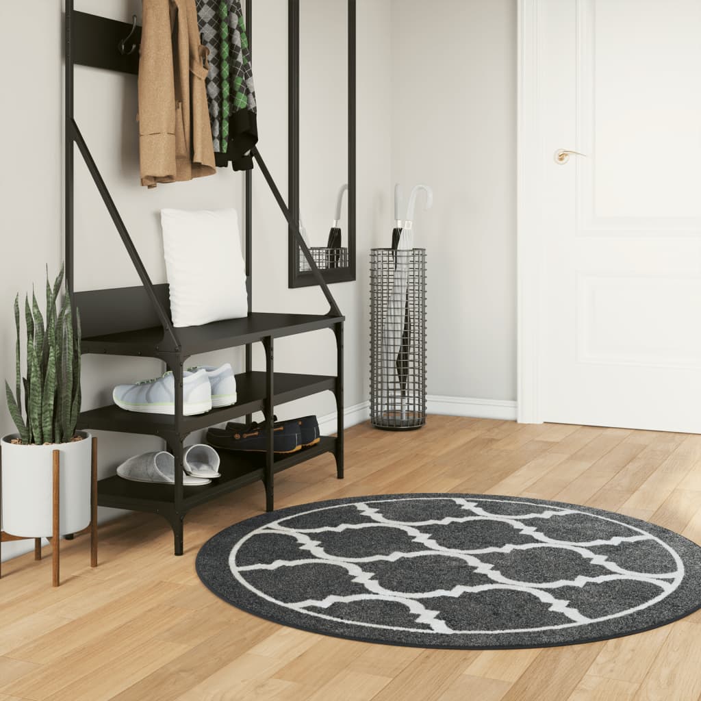 Tapis lavable noir et blanc Ø 120 cm antidérapant Tapis vidaXL   