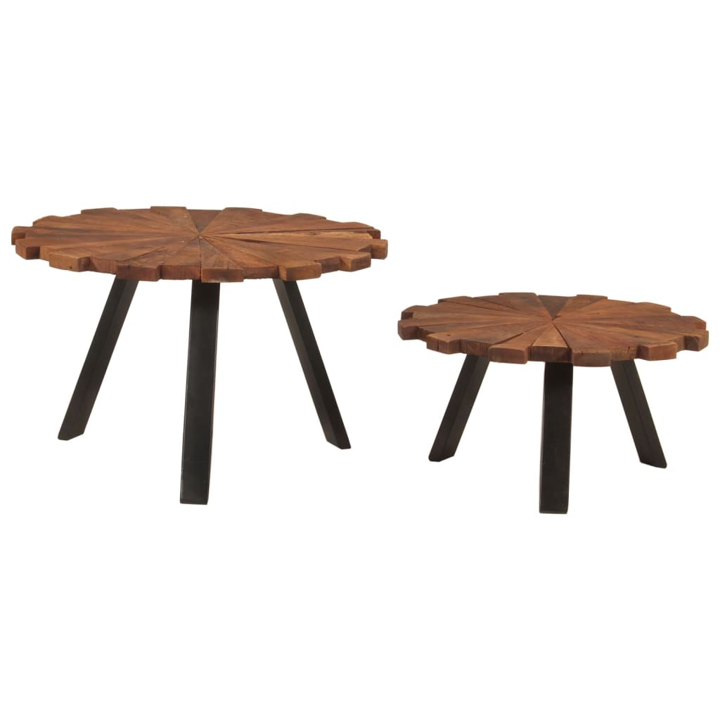 Tables basses 2 pcs bois massif récupéré et fer Tables basses vidaXL   