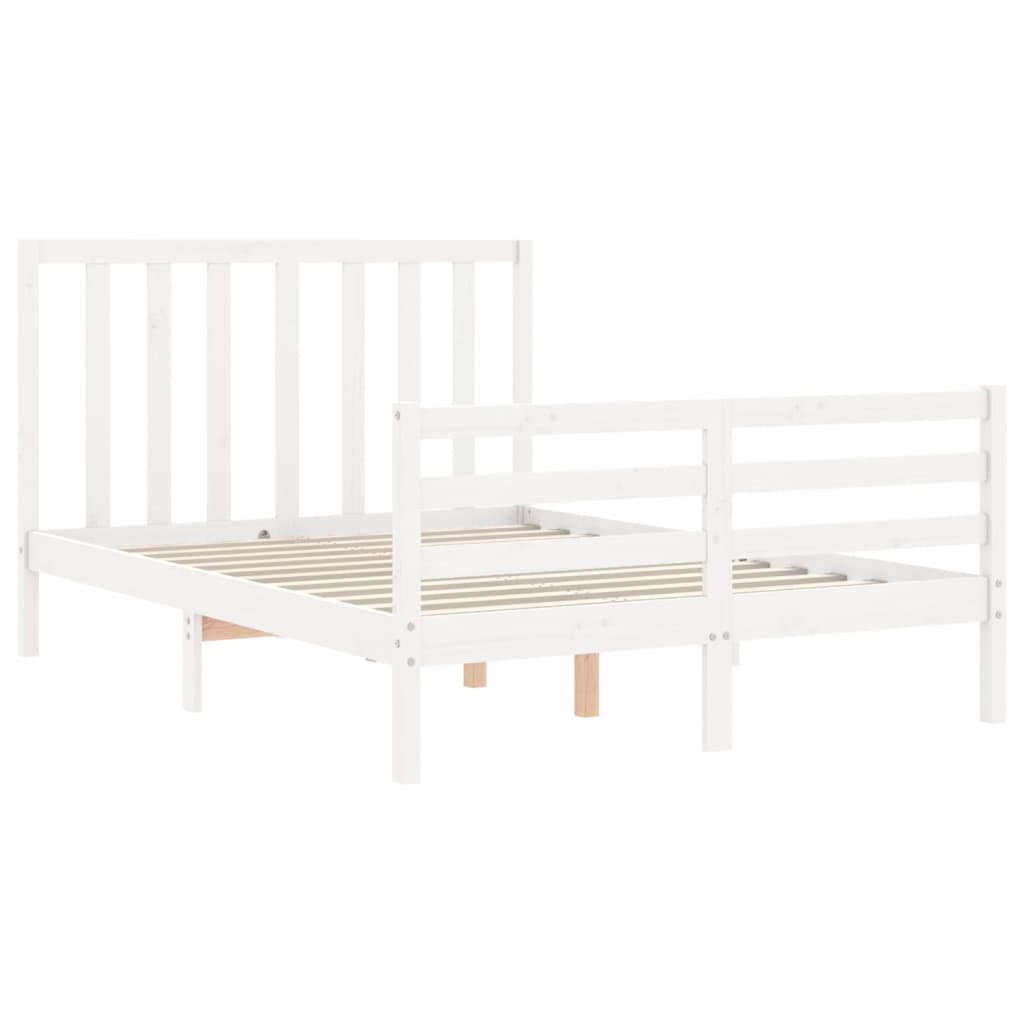 Cadre de lit avec tête de lit blanc 140x190 cm bois massif Lits & cadres de lit vidaXL   