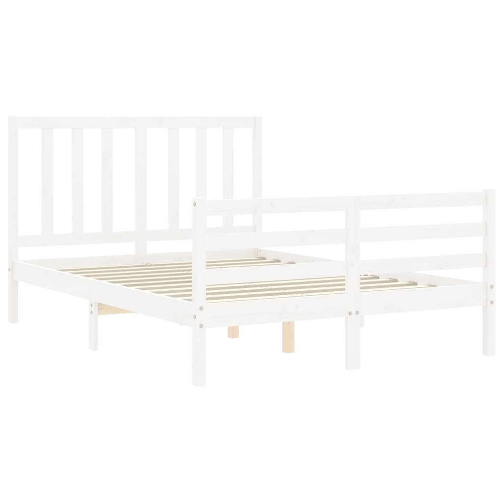 Cadre de lit avec tête de lit blanc 140x190 cm bois massif Lits & cadres de lit vidaXL   