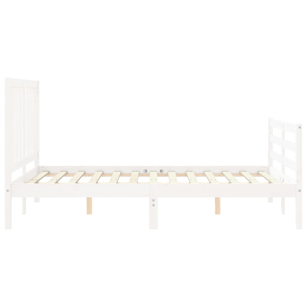 Cadre de lit avec tête de lit blanc 140x190 cm bois massif Lits & cadres de lit vidaXL   