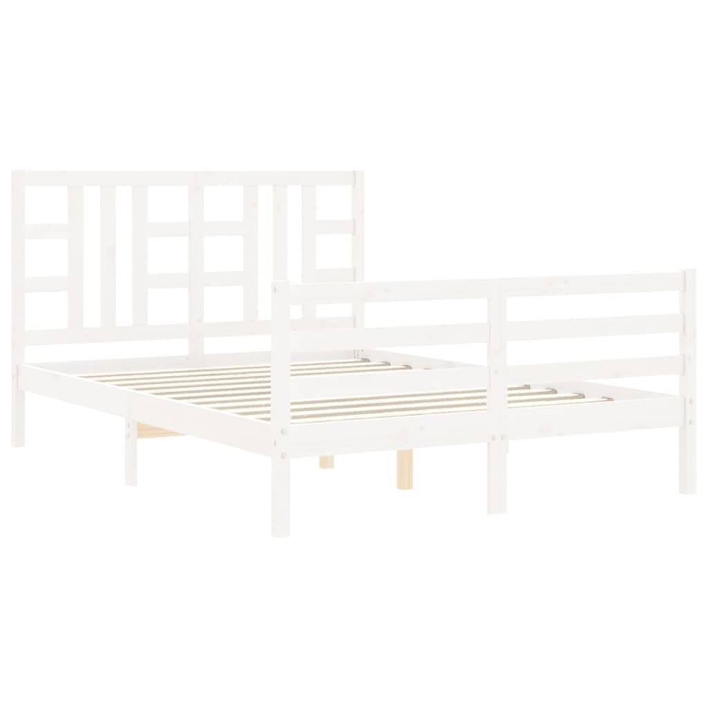 Cadre de lit avec tête de lit blanc 140x190 cm bois massif Lits & cadres de lit vidaXL   