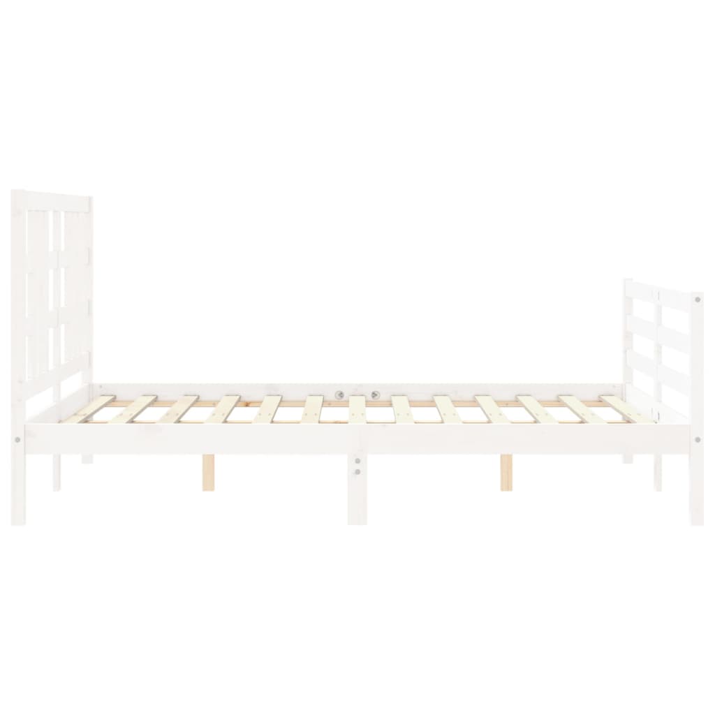 Cadre de lit avec tête de lit blanc 140x190 cm bois massif Lits & cadres de lit vidaXL   