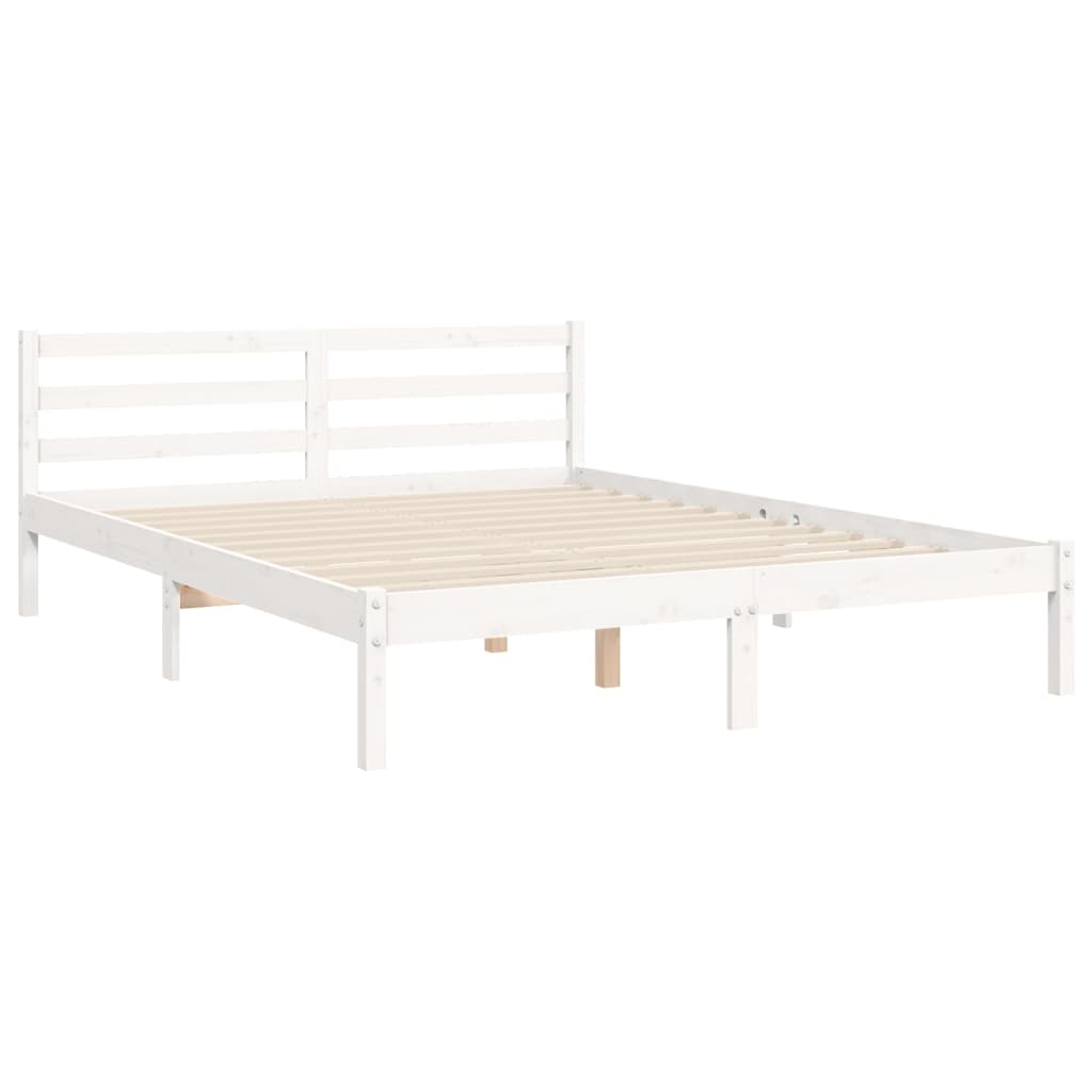 Cadre de lit avec tête de lit blanc 140x190 cm bois massif Lits & cadres de lit vidaXL   