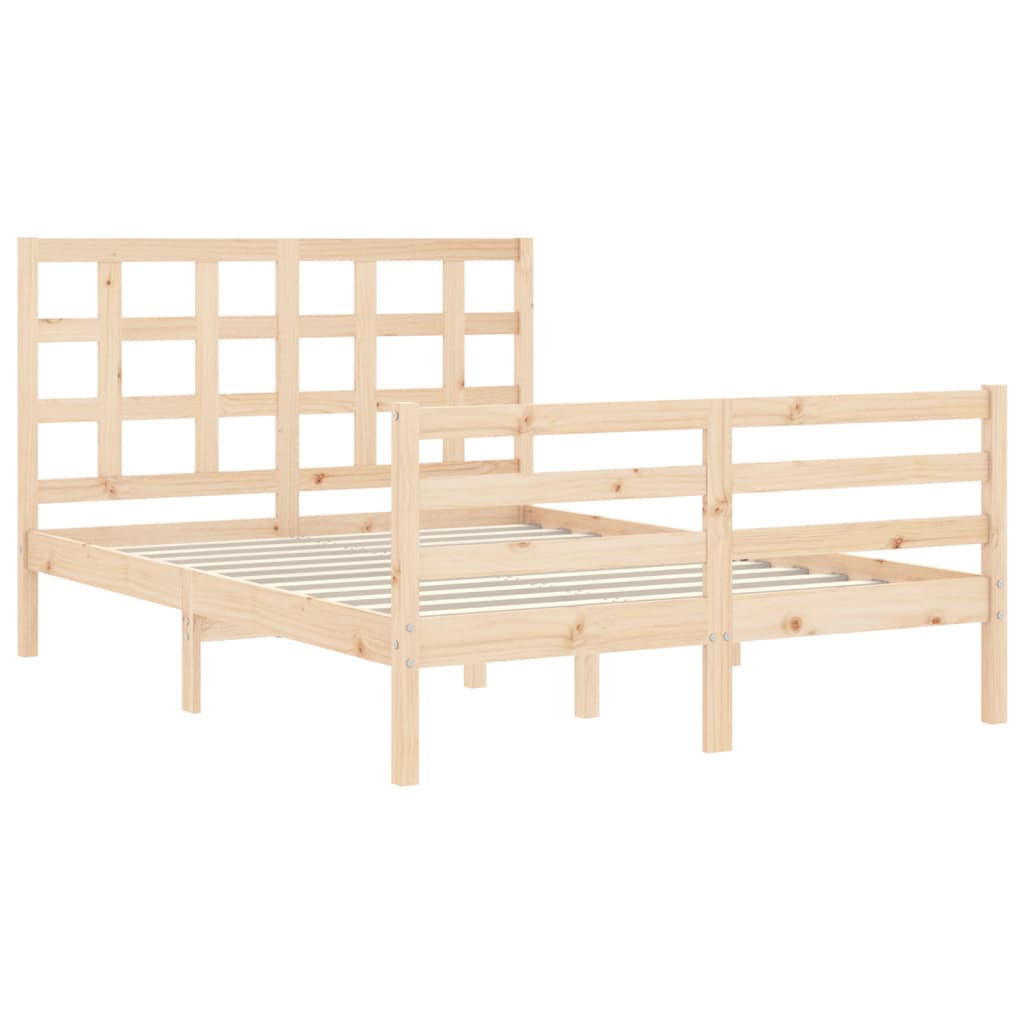 Cadre de lit avec tête de lit 140x190 cm bois massif Lits & cadres de lit vidaXL   