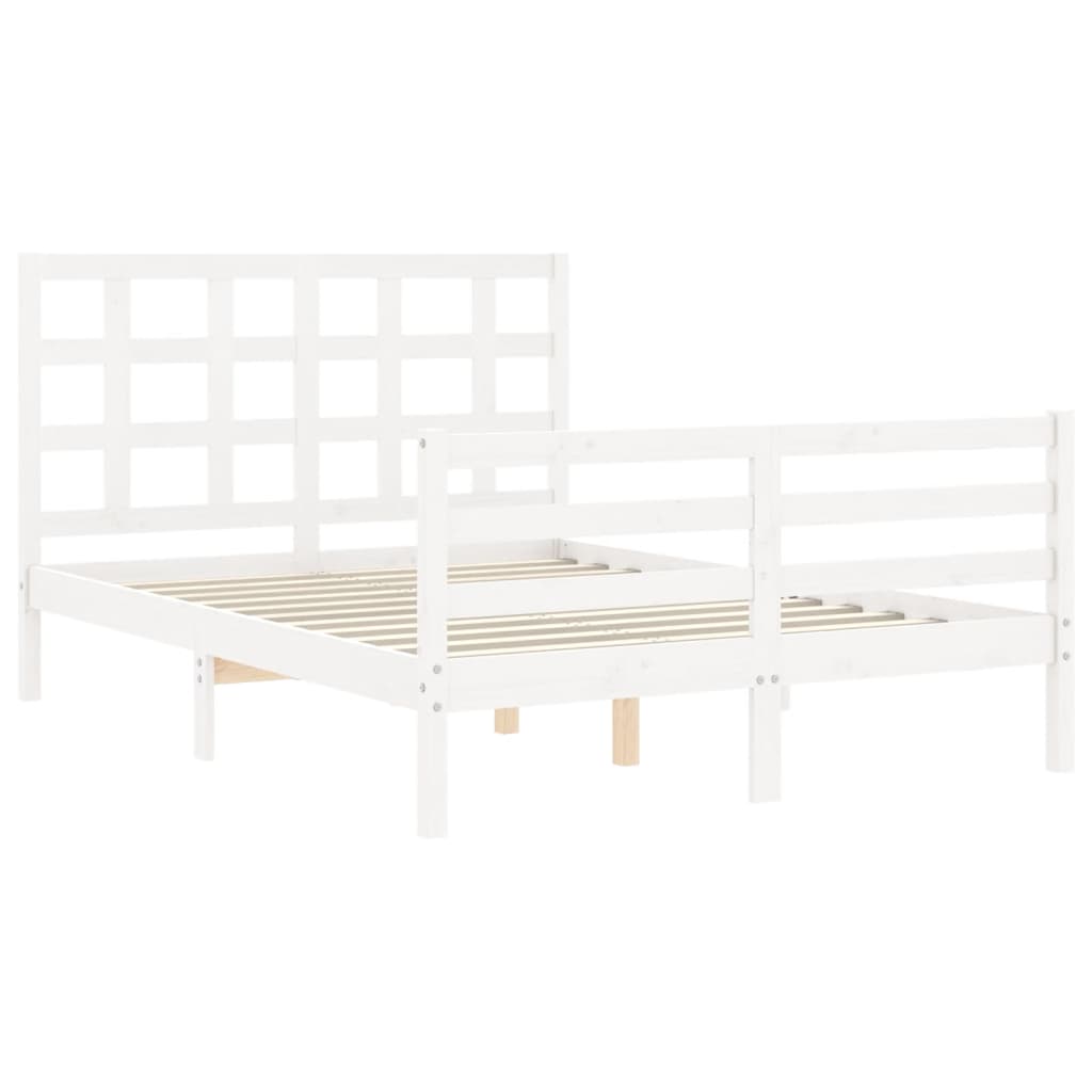 Cadre de lit avec tête de lit blanc 140x190 cm bois massif Lits & cadres de lit vidaXL   