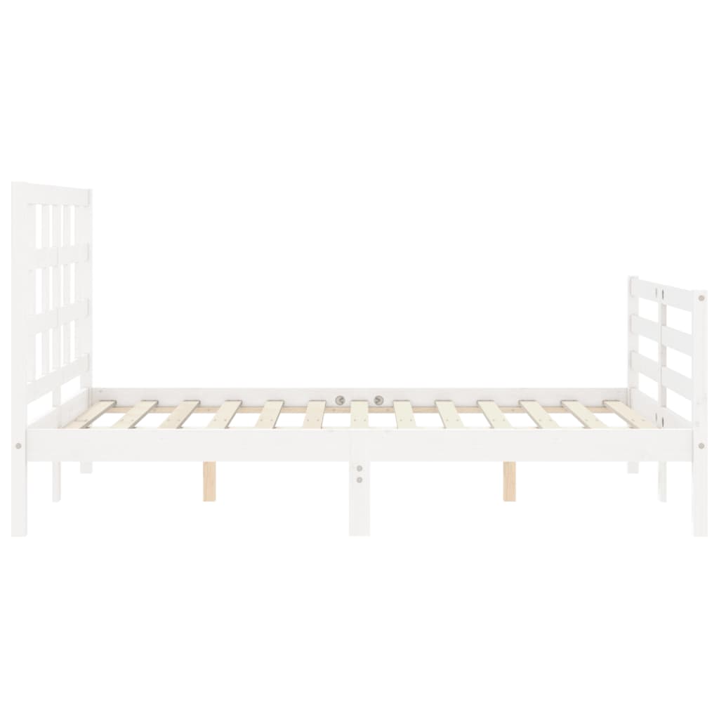 Cadre de lit avec tête de lit blanc 140x190 cm bois massif Lits & cadres de lit vidaXL   