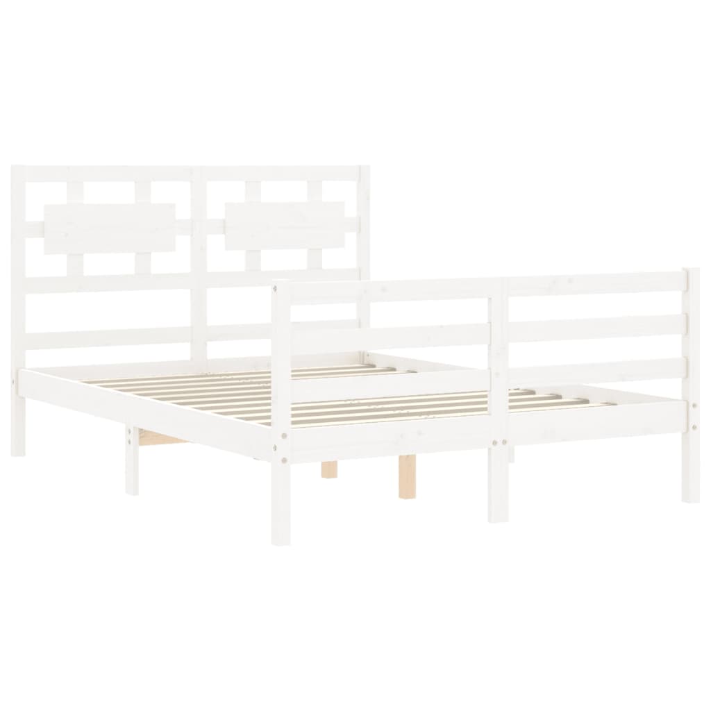 Cadre de lit avec tête de lit blanc 140x190 cm bois massif Lits & cadres de lit vidaXL   