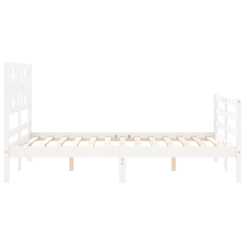 Cadre de lit avec tête de lit blanc 140x190 cm bois massif Lits & cadres de lit vidaXL   