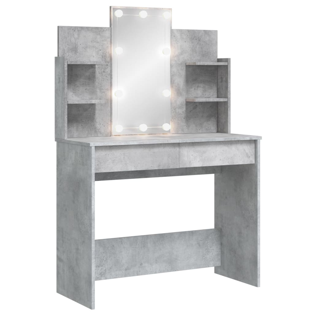 Coiffeuse avec lumières LED gris béton 96x40x142 cm Coiffeuses vidaXL