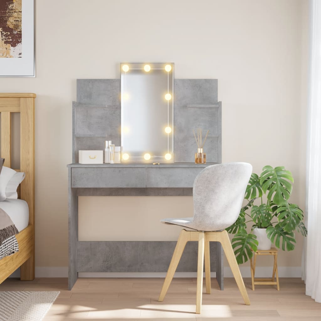 Coiffeuse avec lumières LED gris béton 96x40x142 cm Coiffeuses vidaXL