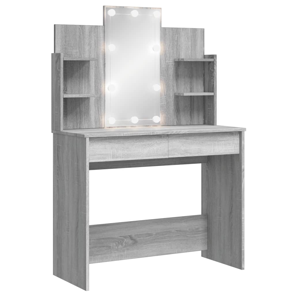 Coiffeuse avec lumières LED sonoma gris 96x40x142 cm Coiffeuses vidaXL