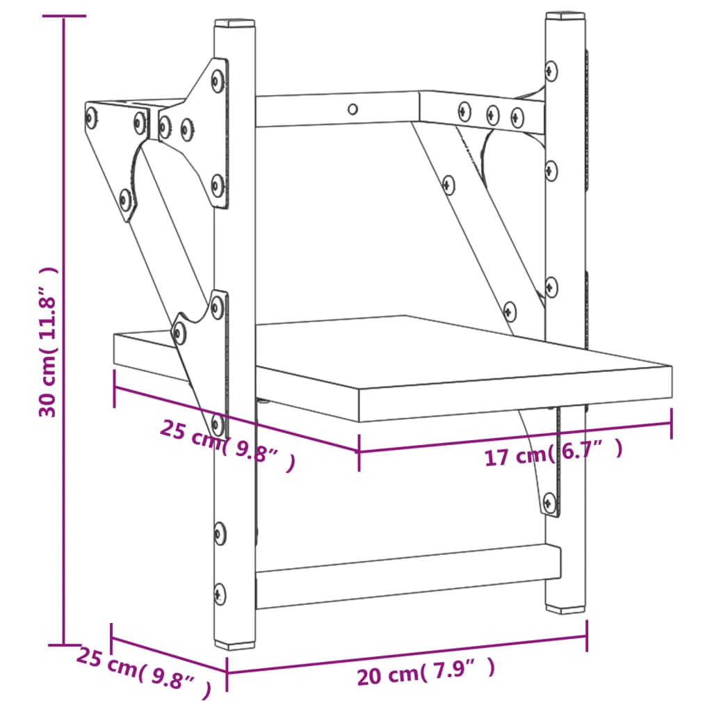 Étagères murales avec barres 2 pcs chêne sonoma 20x25x30 cm Étagères murales & corniches vidaXL   