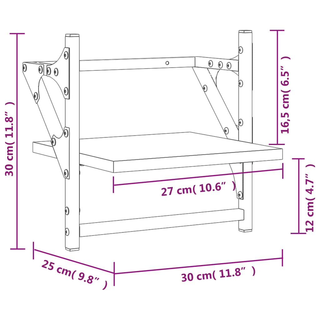 Étagères murales avec barres 2 pcs chêne fumé 30x25x30 cm - Xios Store SNC