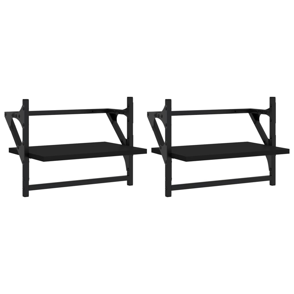 Étagères murales avec barres 2 pcs noir 40x25x30 cm - Xios Store SNC