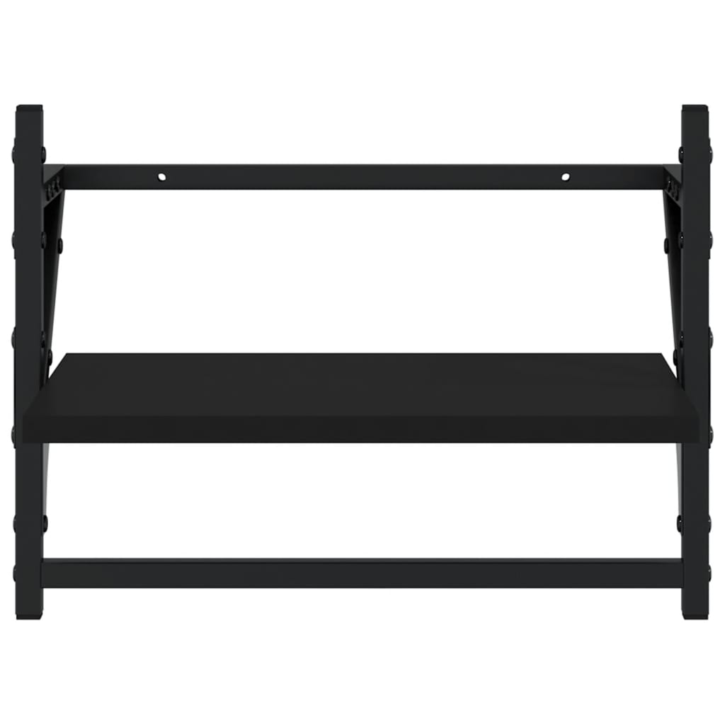 Étagères murales avec barres 2 pcs noir 40x25x30 cm - Xios Store SNC