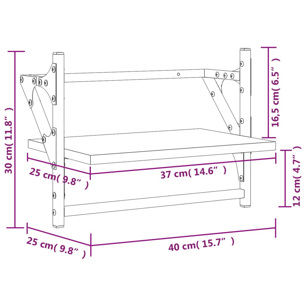 Étagères murales avec barres 2 pcs chêne sonoma 40x25x30 cm Étagères murales & corniches vidaXL   