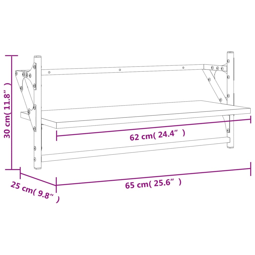 Étagères murales avec barres 2 pcs chêne marron 65x25x30 cm Étagères murales & corniches vidaXL   