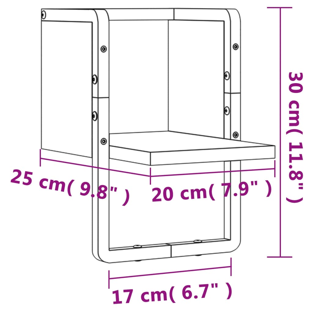 Étagère murale avec barre chêne marron 20x25x30 cm - Xios Store SNC