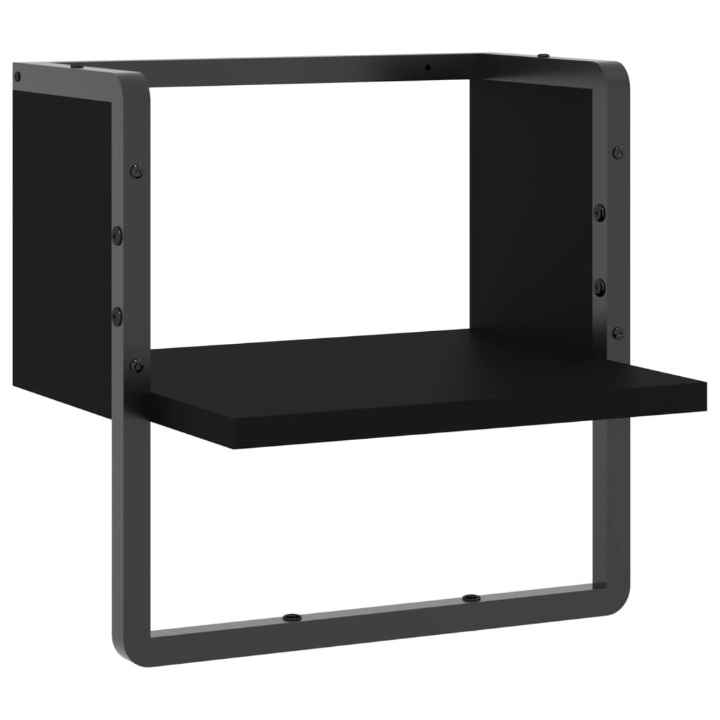 Étagère murale avec barre noir 30x25x30 cm - Xios Store SNC