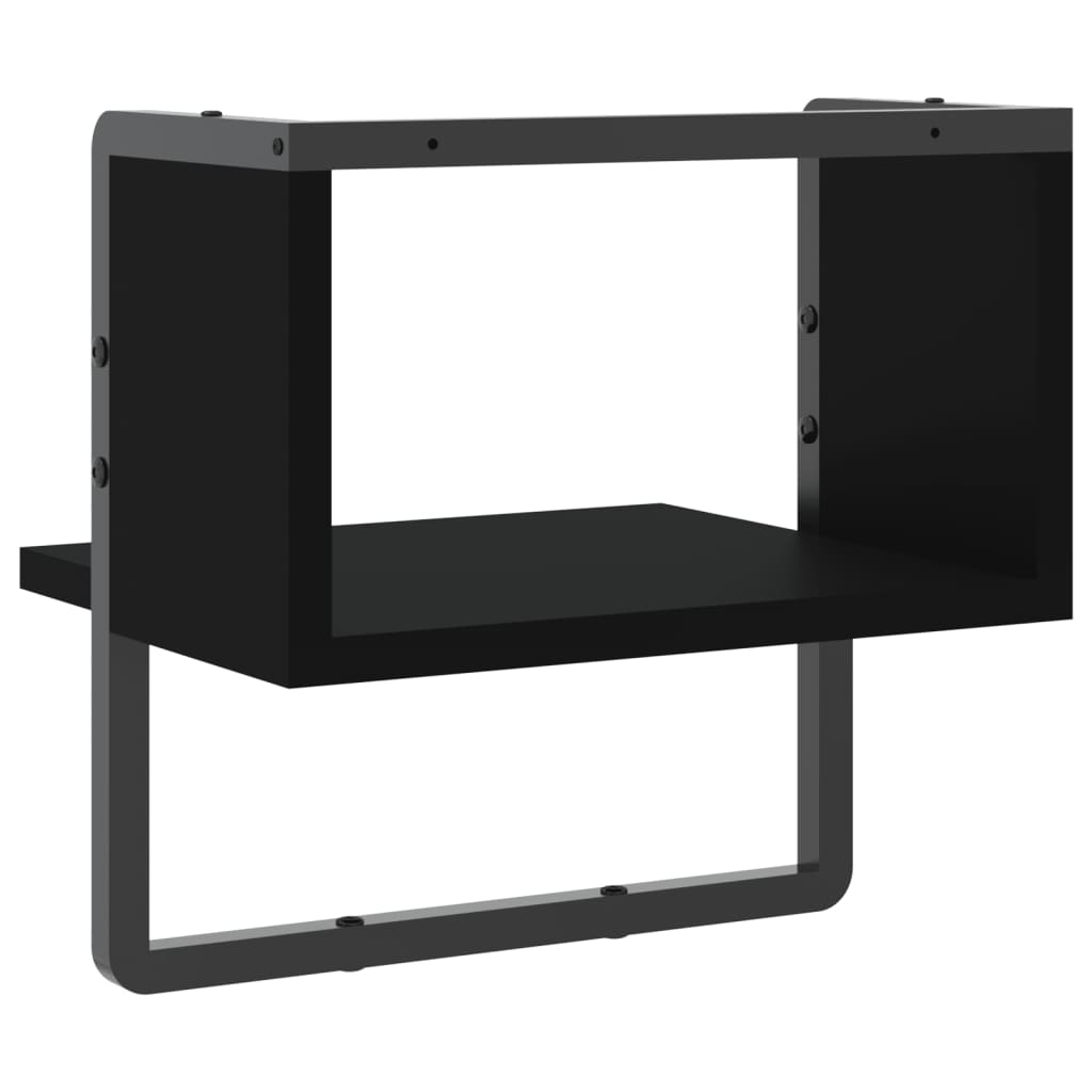 Étagère murale avec barre noir 30x25x30 cm - Xios Store SNC