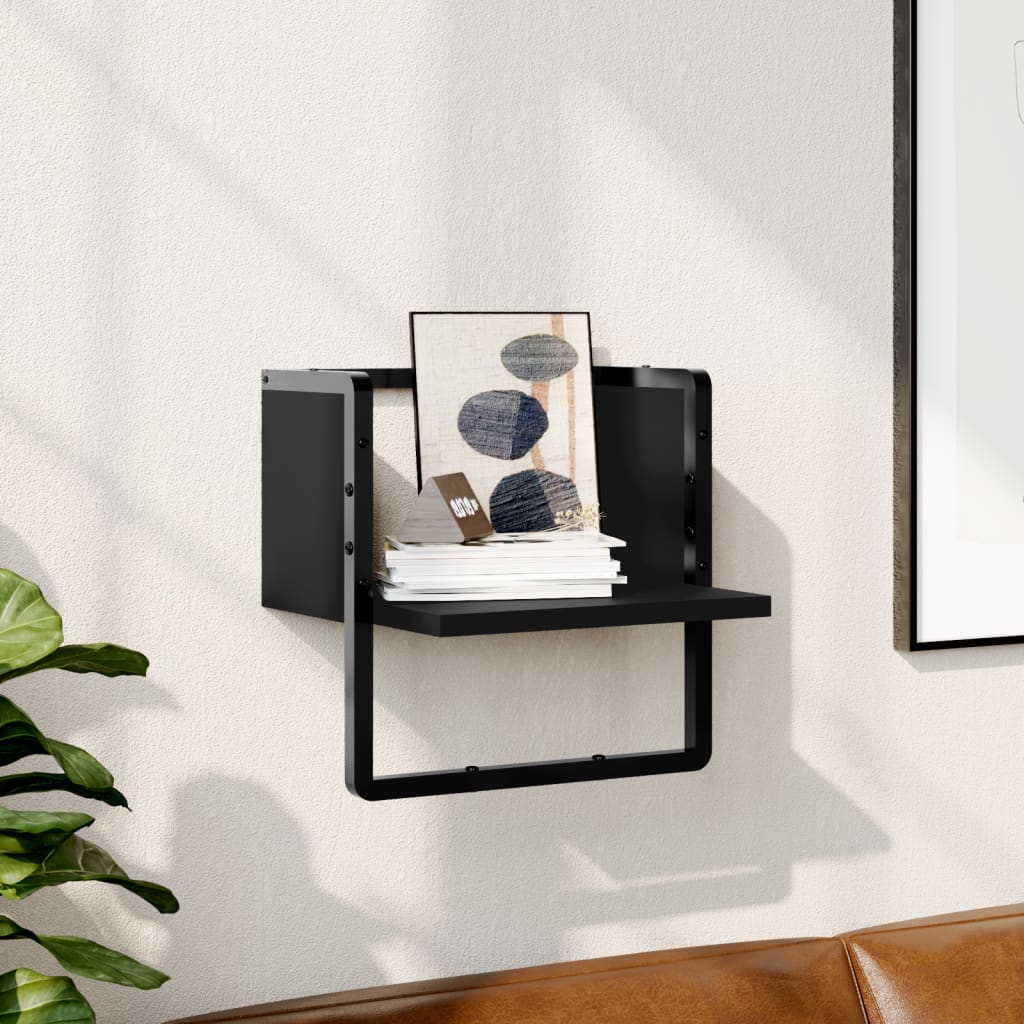 Étagère murale avec barre noir 30x25x30 cm - Xios Store SNC