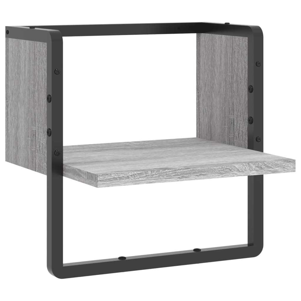 Étagère murale avec barre sonoma gris 30x25x30 cm - Xios Store SNC