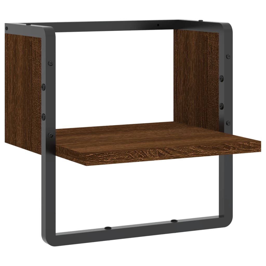 Étagère murale avec barre chêne marron 30x25x30 cm - Xios Store SNC