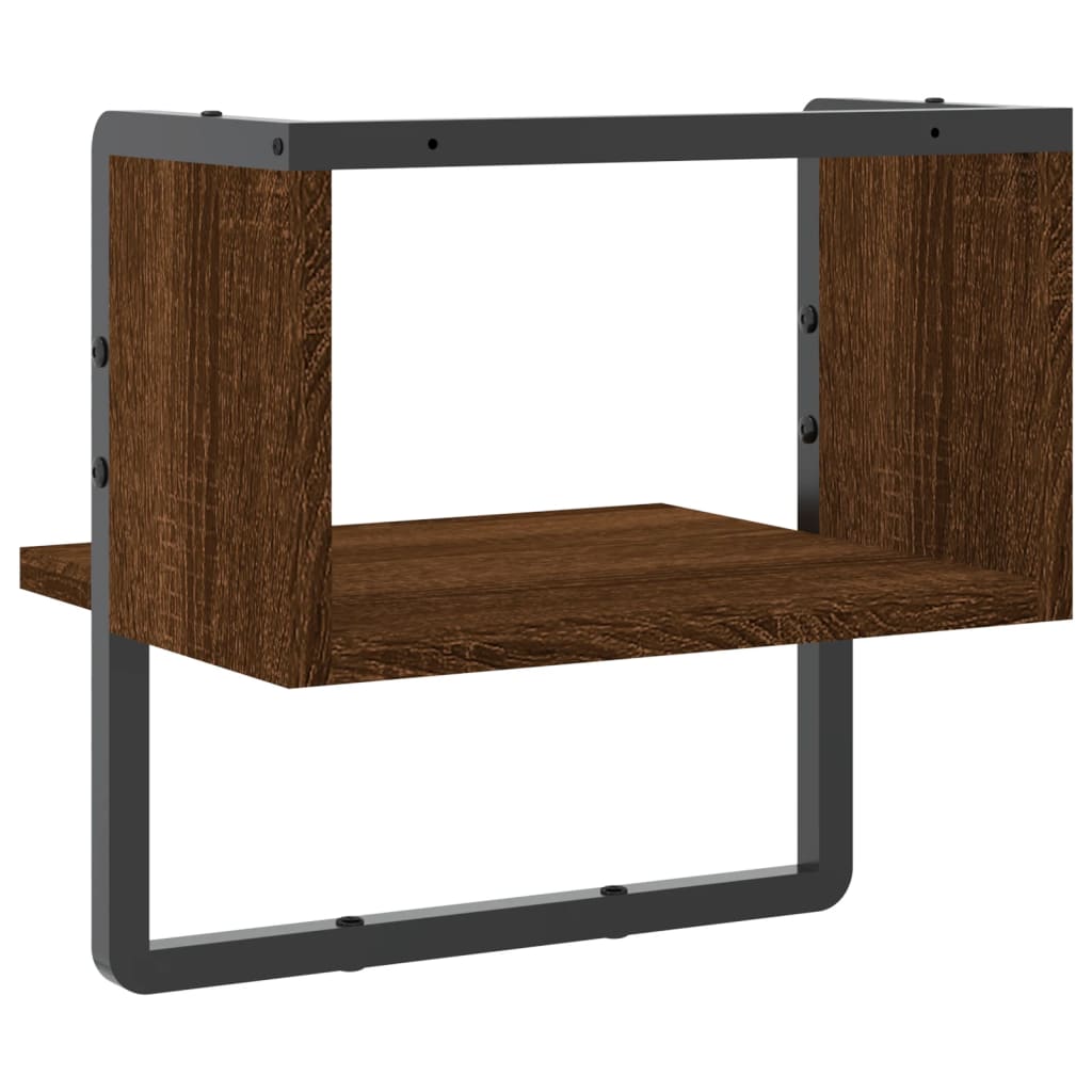 Étagère murale avec barre chêne marron 30x25x30 cm - Xios Store SNC