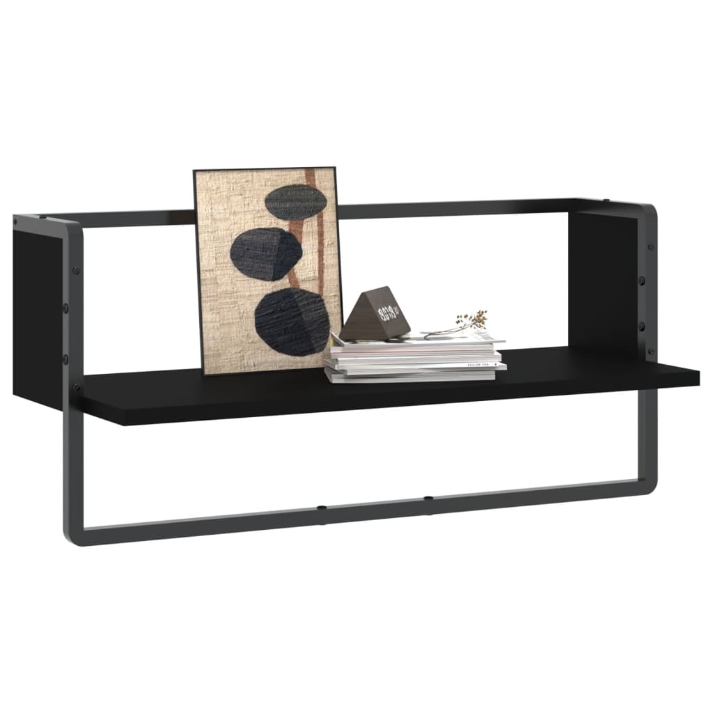 Étagère murale avec barre noir 65x25x30 cm Étagères murales & corniches vidaXL   