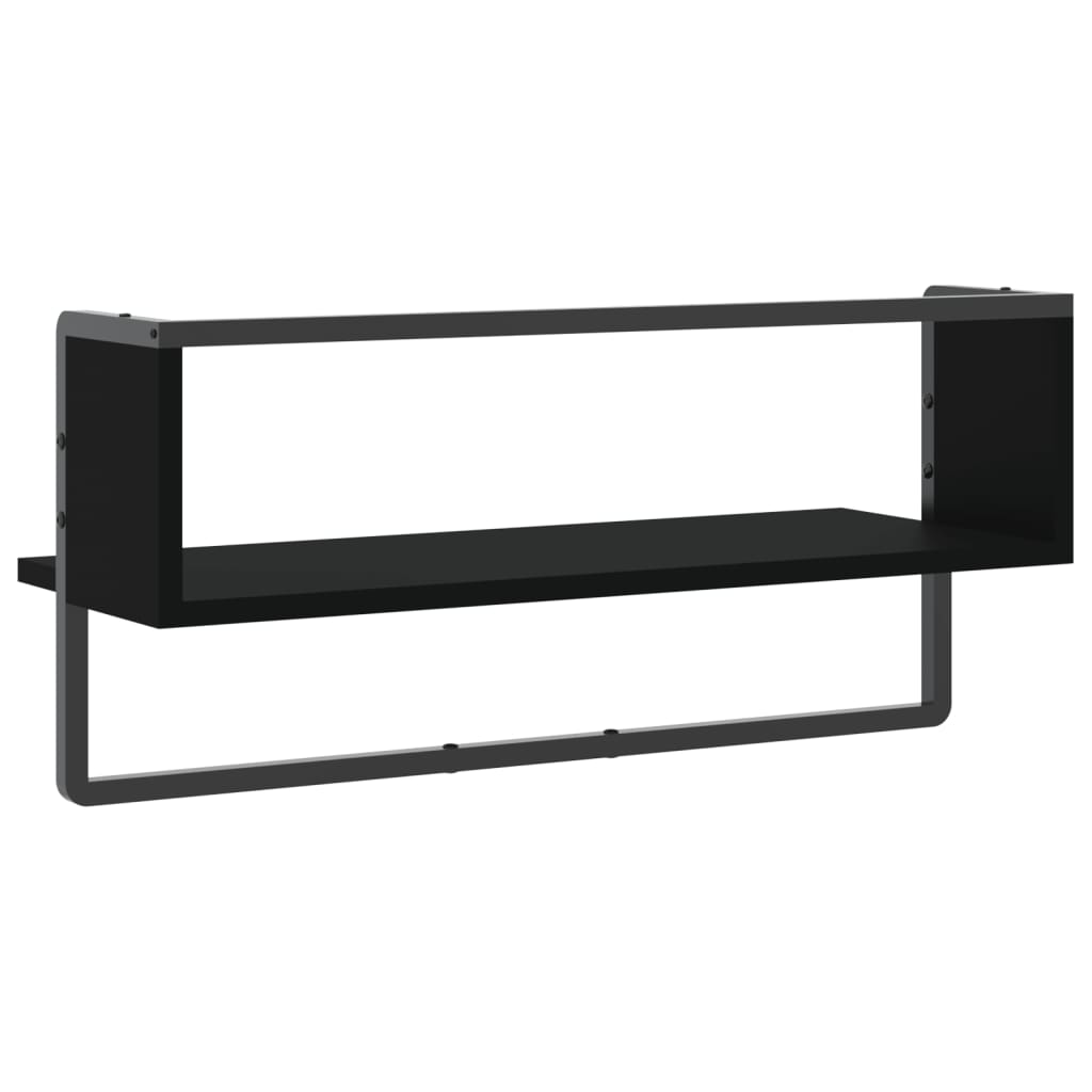 Étagère murale avec barre noir 65x25x30 cm Étagères murales & corniches vidaXL   