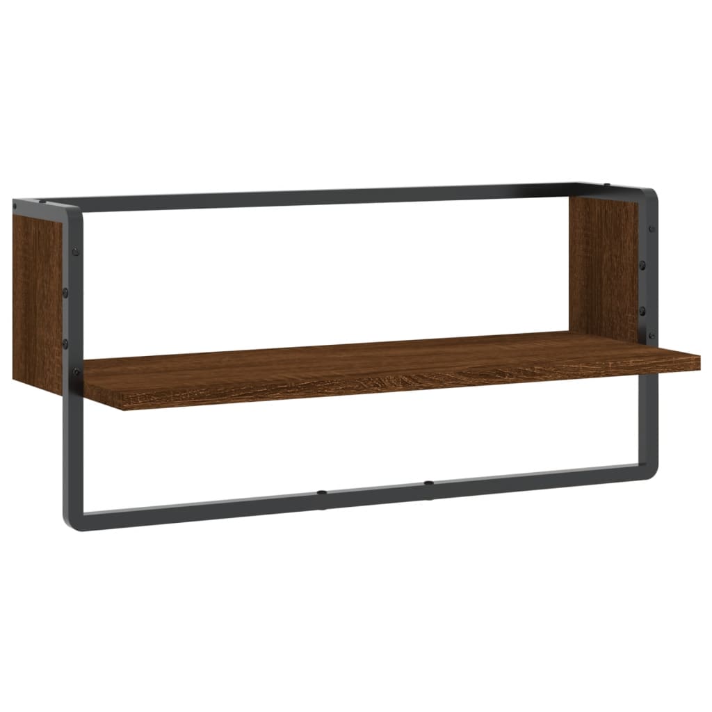 Étagère murale avec barre chêne marron 65x25x30 cm Étagères murales & corniches vidaXL   