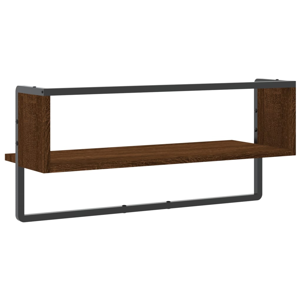 Étagère murale avec barre chêne marron 65x25x30 cm Étagères murales & corniches vidaXL   