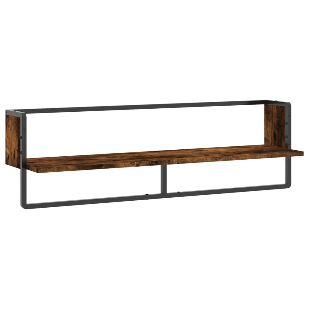 Étagère murale avec barre chêne fumé 100x25x30 cm Étagères murales & corniches vidaXL   