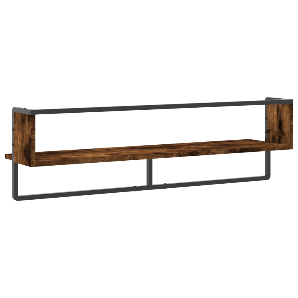 Étagère murale avec barre chêne fumé 100x25x30 cm Étagères murales & corniches vidaXL   