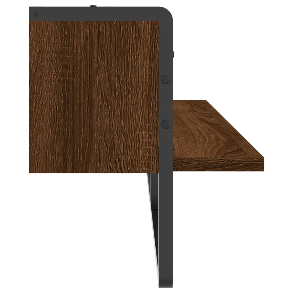 Étagère murale avec barre chêne marron 100x25x30 cm Étagères murales & corniches vidaXL   