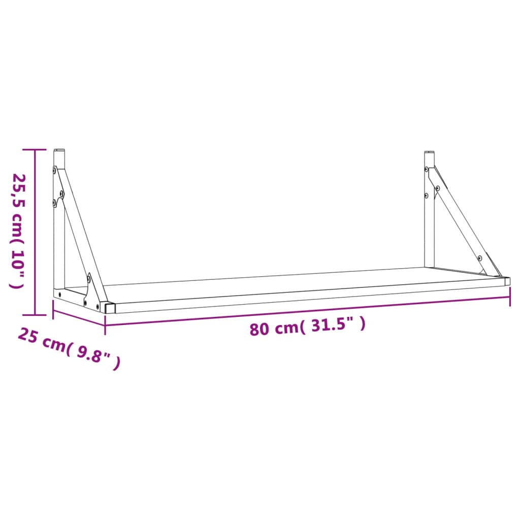 Étagères murales 2 pcs noir 80x25x25,5 cm bois d'ingénierie - Xios Store SNC