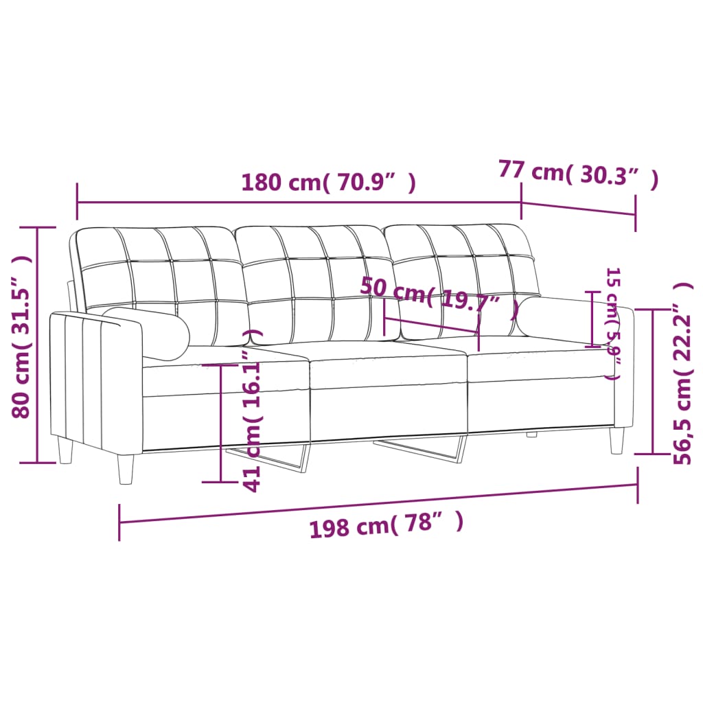 Canapé 3 places avec oreillers décoratifs marron 180 cm tissu Canapés vidaXL   