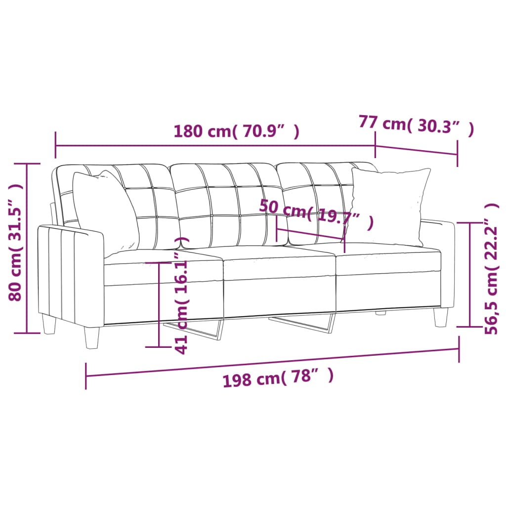 Canapé 3 places avec oreillers décoratifs gris 180cm similicuir Canapés vidaXL   