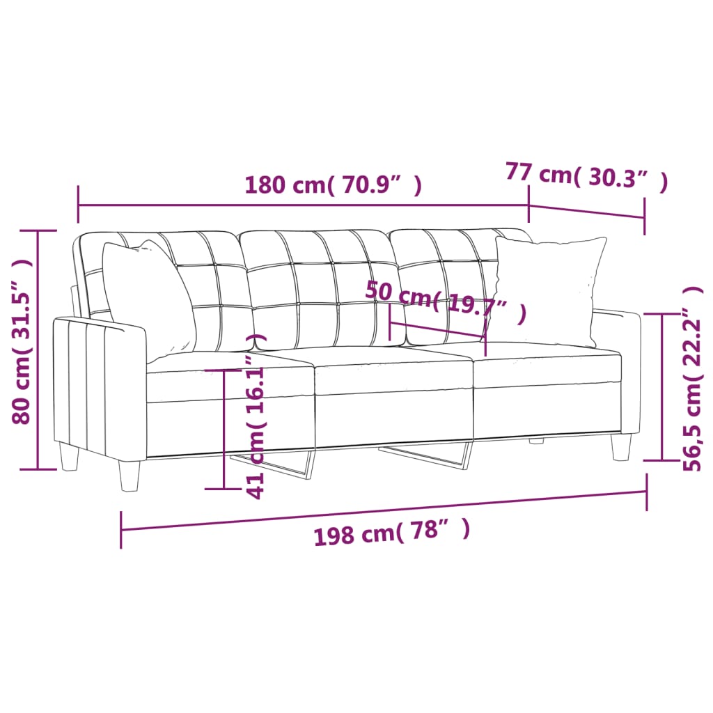 Canapé 3 places avec oreillers bordeaux 180 cm similicuir Canapés vidaXL   