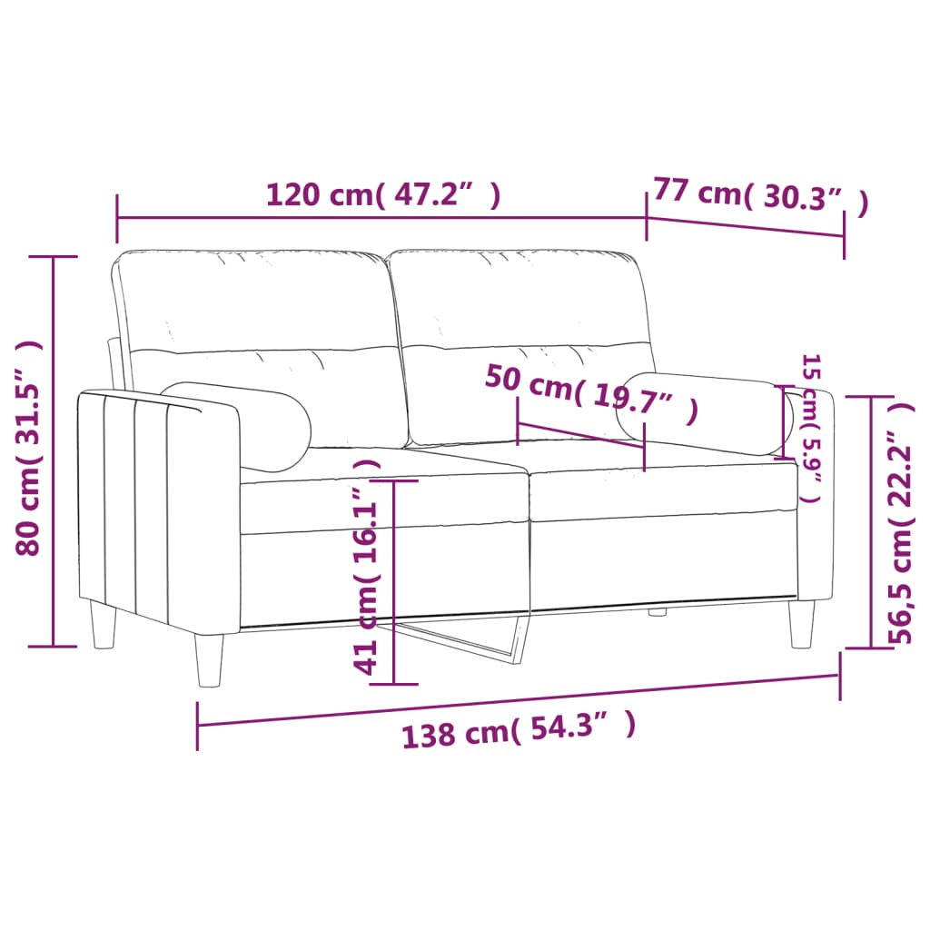 Canapé 2 places avec oreillers gris foncé 120 cm tissu Canapés vidaXL   