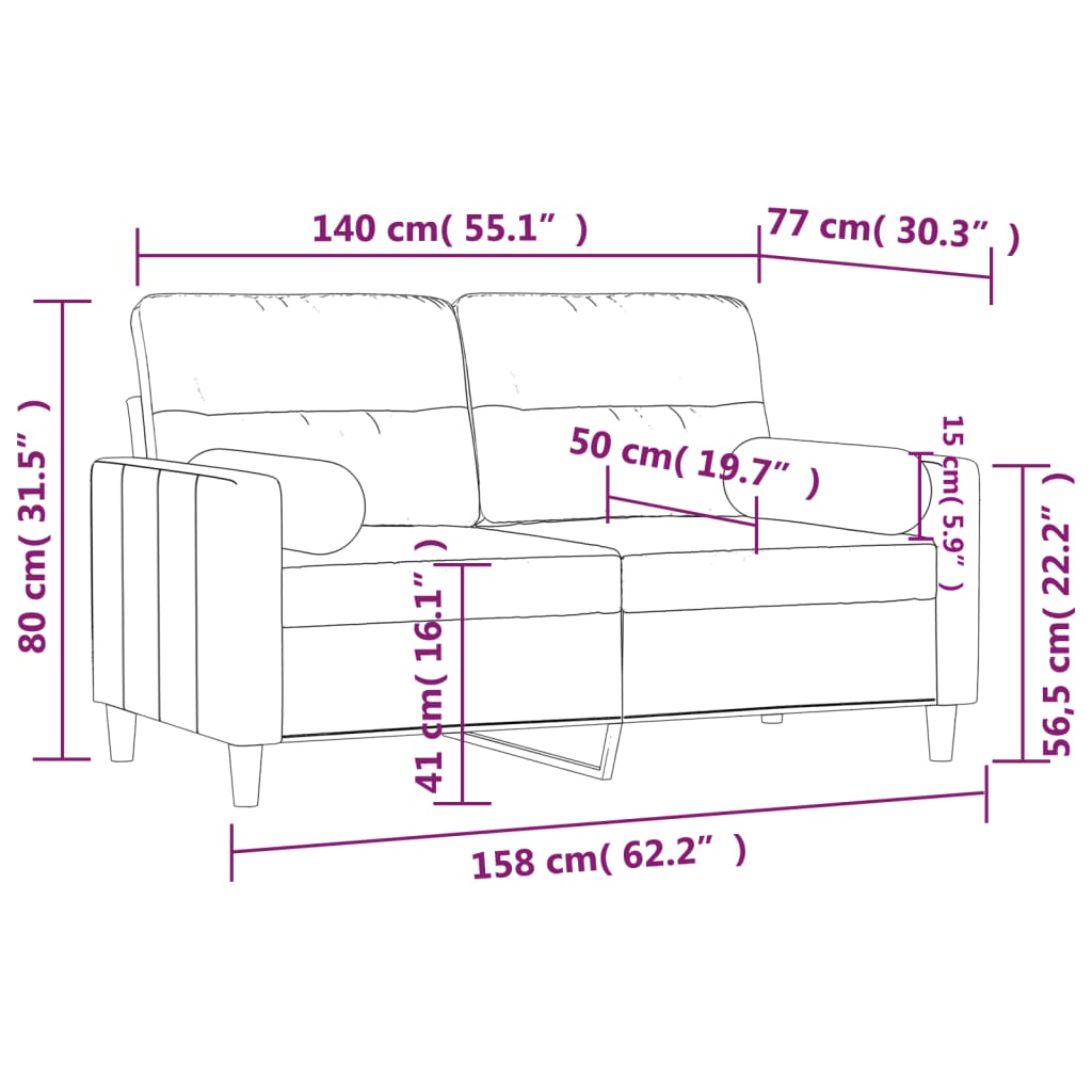 Canapé 2 places avec oreillers gris foncé 140 cm tissu Canapés vidaXL   