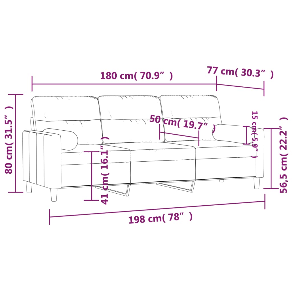 Canapé 3 places avec oreillers gris foncé 180 cm tissu Canapés vidaXL   